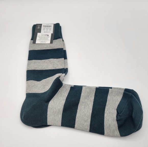 J Crew Bold stripe socks Hunter Green & Gray Stripe socks - Picture 3 of 8